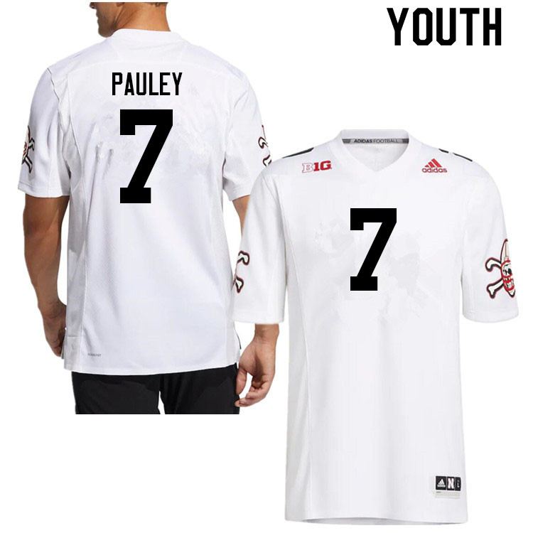 Youth #7 Mikey Pauley Nebraska Cornhuskers College Football Jerseys Sale-Strategy - Click Image to Close